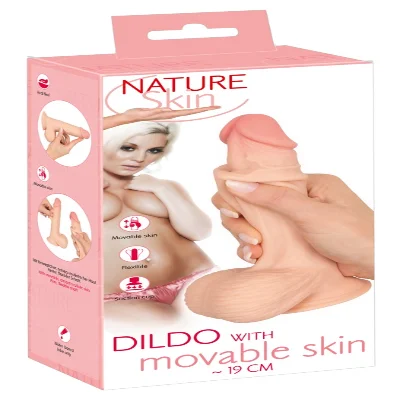 Фалоімітатор - Nature Skin Dildo With Movable Skin, 19 см