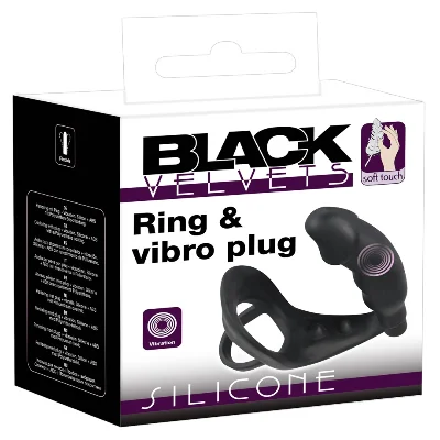 Ерекційне кільце з анальною пробкою - Black Velvets Ring & Vibro Plug