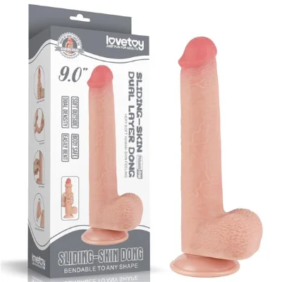 Фалоімітатор - Sliding-Skin Dual Layer Dong 9" Flesh