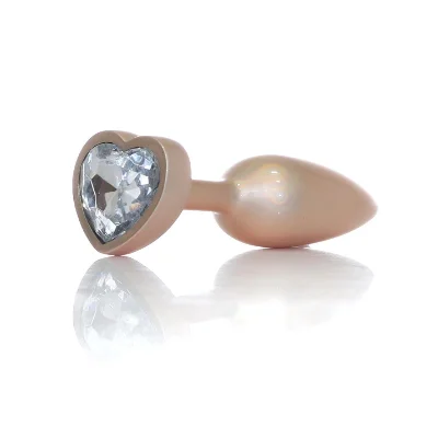 Анальна пробка - Jewellery Pearl Gold Heart Plug Clear S