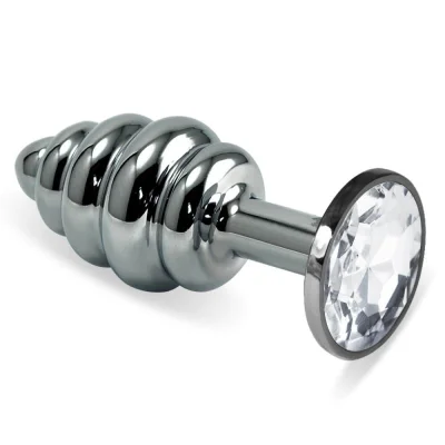 Анальна пробка - Heavy Metal Anal Plug Silver Rosebud Spiral Clear