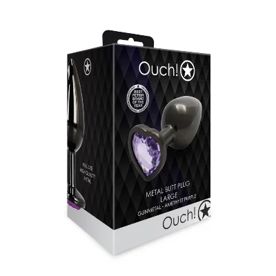 Анальна пробка - Ouch! Metal Butt Plug Large Gunmetal/Amethyst Purple