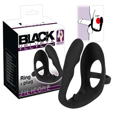 Анальна пробка з ерекційним кільцем - Black Velvets Ring & Plug