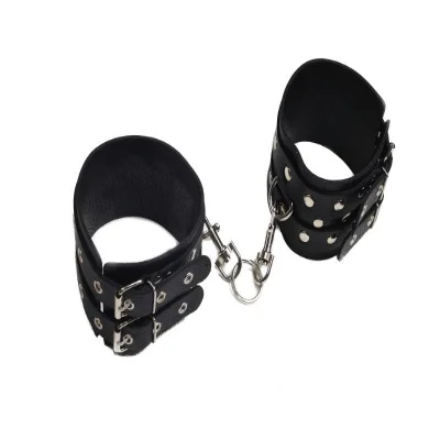 Кайдани на щиколотки Leather Double Fix Leg Cuffs Black