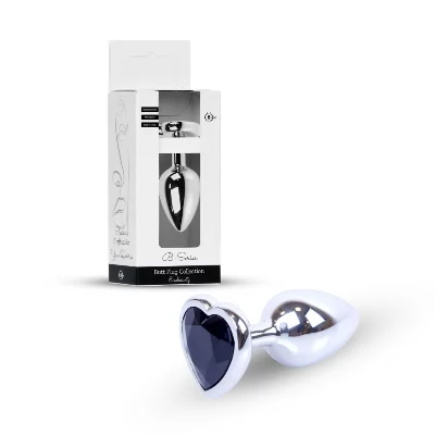 Анальна пробка - Jewellery Silver Heart Plug Black