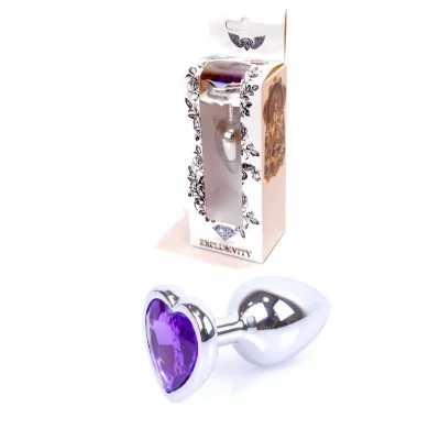 Анальна пробка - Jewellery Silver Heart PLUG- Purple