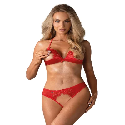 Комплект білизни - Obsessive 870-SEC-3 Set Red S/M