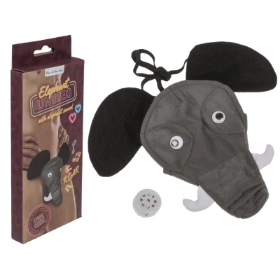 Чоловічі стрінги Слон зі звуком Elephant undies with elephant sound, black - one size