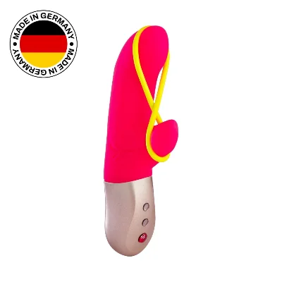 Мінівібратор-кролик зі стимулювальною стрічкою Fun Factory AMORINO pink/neon yellow (м'яте паковання)