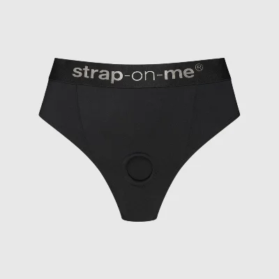 Трусики-бразиліана з фіксацією дилдо Strap-On-Me Harness Lingerie Idole – XL – Black, високі