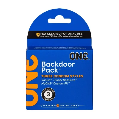 Презервативи ONE Backdoor 3 шт, картонна коробка (м'яте паковання)