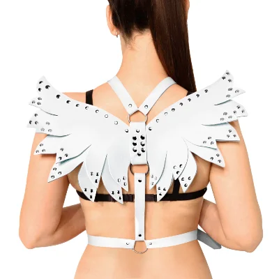 Жіноча портупея Art of Sex - Wings біла L-2XL, екошкіра