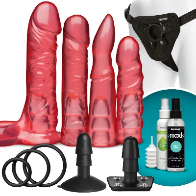 Набір для страпона Doc Johnson Vac-U-Lock Crystal Jellies Set, діаметр 3,8см, 2×4,5см, 5,1 см