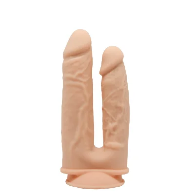 Фалоімітатор подвійний SilexD Double Gusto Flesh (Model 1 size 8" & 7"), двошаровий, силікон + Silexd