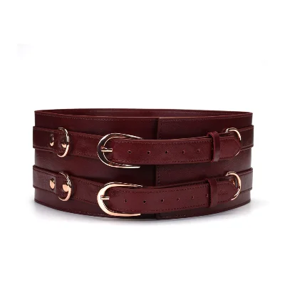 Шкіряний пояс для бондажу Liebe Seele Wine Red Waist Cuff, S Size