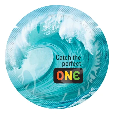 Презерватив ONE Color Sensations Catch the perfect ONE, 1 шт, бірюзовий, гладенький, зі змазкою