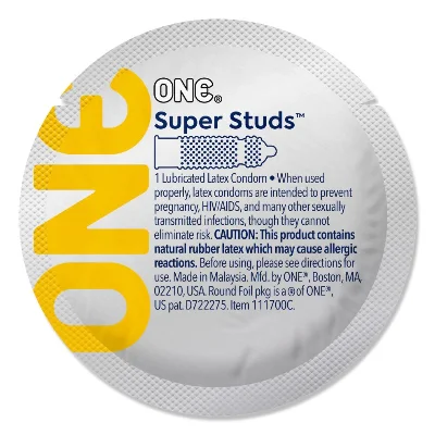 Презерватив ONE Super Studs, 1 шт, з точковим рельєфом, зі змазкою