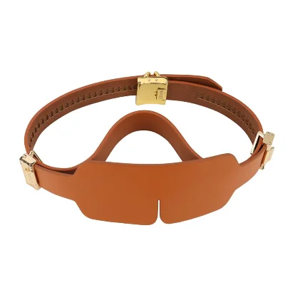 Маска на очі LOCKINK Blindfold Kit, коричнева, натуральна шкіра, регульований обсяг