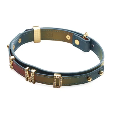 Нашийник LOCKINK Multi-color DIY Alphabet Collar, мультиколір, штучна шкіра, букви зі стразами