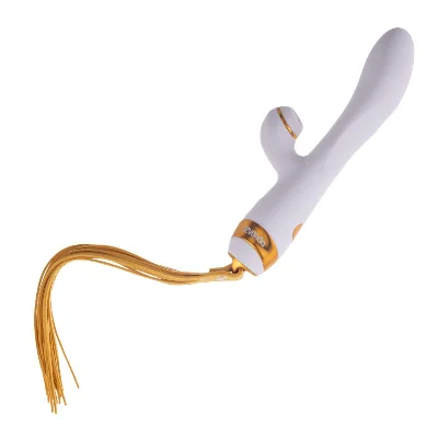 Вібратор-кролик з пульсацією та флогером LOCKINK SEVANDA Whip Vibrating Massage Wand, біло-золотий