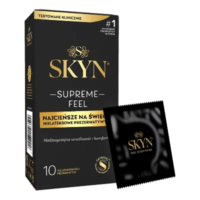 Ультратонкі безлатексні презервативи SKYN Supreme Feel 10 шт, 0,035 мм, природна текстура шкіри