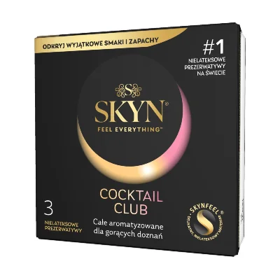 Презервативи SKYN Cocktail Club 3 шт, смаки Pina Colada, Cherry Sunrise та Passion Daiquiri