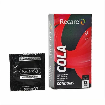 Презервативи Holographic Recare Cola Dotted&Ribbed Condoms 12шт, з пухирцями і ребрами, аромат: Кола