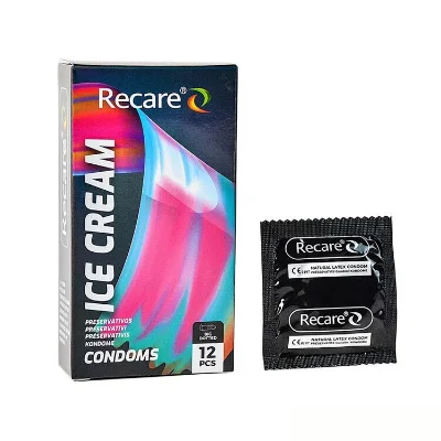 Презервативи Holographic Recare Ice Cream Big Dotted Condoms 12 шт, з пухирцями, аромат: морозиво