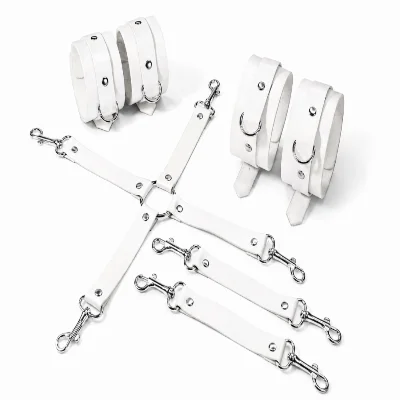 Набір для БДСМ Feral Feelings BDSM Kit 3 White, наручники, поножі, хрестовина