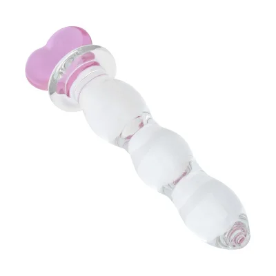 Скляний анальний ланцюжок Gildo Glass Butt Plug Heart Shape No. 35