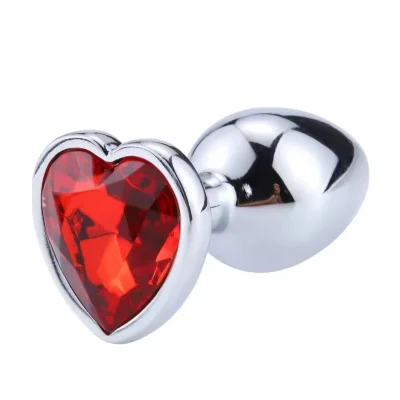Металлическая анальная втулка “Heart” red, размер S