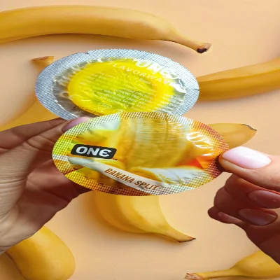 Презервативы ONE Banana Split (ароматизированные)(по 1 шт)(упаковка может отличаться цветом и рисунк