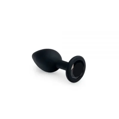 Анальная силиконовая пробка с черным кристалом Black Silicone, Black Diamond, S