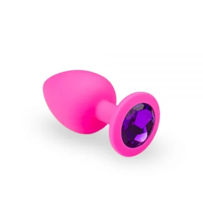 Розовая анальная пробка, Pink Silicone Amethyst, L