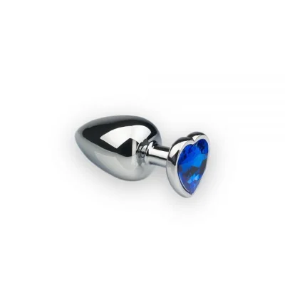 Анальная пробка Silver Heart Sapphire с кристаллом в виде сердечка M