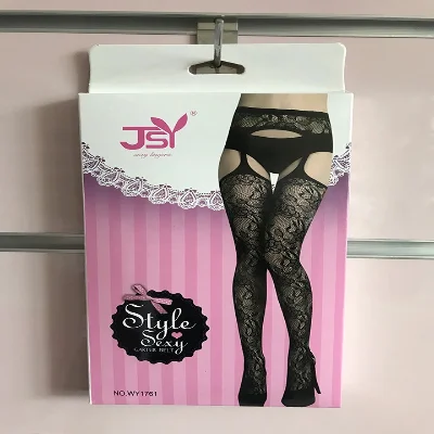 Чулки с цветочными узорами S/M