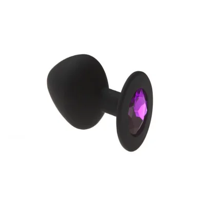 Анальная пробка с фиолетовым кристаллом, Black Silicone Amethyst, M