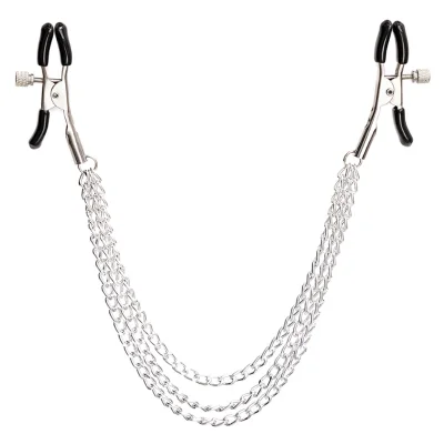 Зажимы для сосков "Clamps three large chains", три цепочки