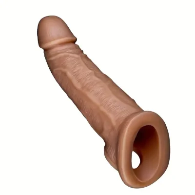 Реалистичная закрытая насадка на пенис "Penile condom", brown