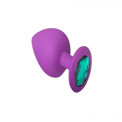 Анальная пробка силиконовая со стразом Purple Silicone Emerald, S