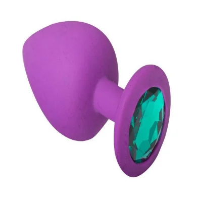 Анальная пробка силиконовая со стразом Purple Silicone Emerald, M