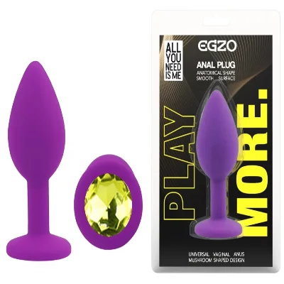 Анальная пробка EGZO Silicone Purple Round Plug, размер S, силиконовая, фиолетовая