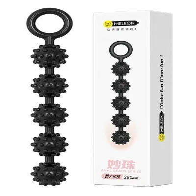 Анальные бусины MELEON Magic Anal Beads, текстурированные шарики с кольцом из TPE