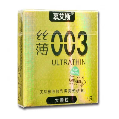 Ультратонкие презервативы с ребристой текстурой Muaisi Ultrathin Gold 0,03 мм (упаковка 3 шт)