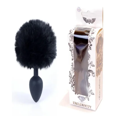 Анальная пробка ( размер S ) с хвостом Boss Series - Silicon PLUG Bunny Tail Black