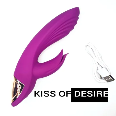 Стимулятор клитора и точки G "Kiss of desire", цвет фиолетовый, 10 режимов вибрации, 3 режима скорости