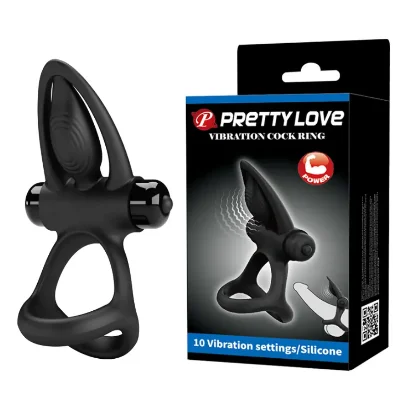 Эрекционное вибро кольцо Pretty Love - Vibration Cock Ring, 10 vibration functions Black