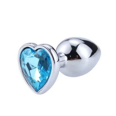 Металлическая анальная втулка “Heart” blue, размер S
