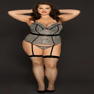 Корсет с пажами и чулками XL/XXL