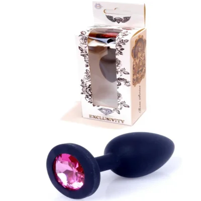 Силиконовая анальная пробка Boss Series - Jewellery Black Silicon PLUG Small Pink S